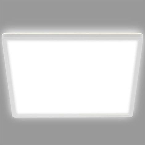 B.K.Licht Plafonnier LED dimmable ultra plat 42x42 cm carré 22 W 3000 lm 4000 K lumière neutre avec éclairage indirect et mémoire blanc panneau salon couloir