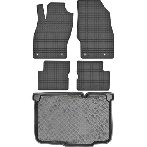 Set di tappetini in gomma per auto e tappetino per bagagliaio per Opel Corsa D Hatchback dal 2006 al 2014.