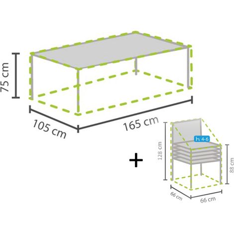 Schutzhüllen Set: 1x Hülle für Tisch max. 160cm + 1x Hülle für 4-6 Stapelstühle (1/5)