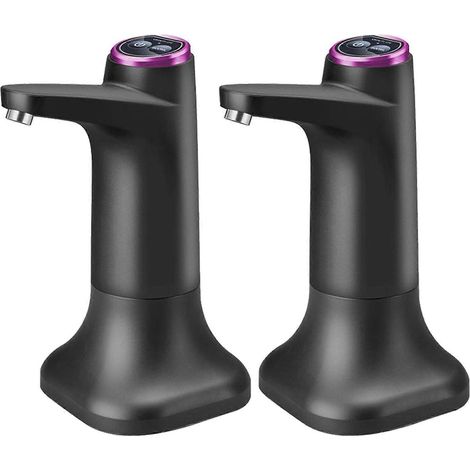 Lot de 2 pompes à eau électriques avec base, distributeur d'eau USB portable et automatique, pour bouteilles et seaux (gris foncé). (1/5)