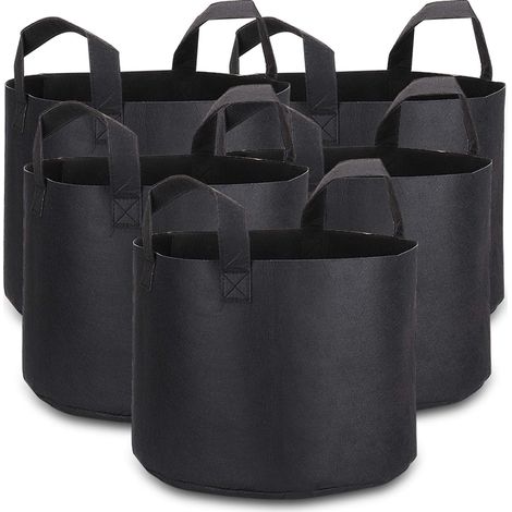 Sac de Culture en Tissu Non Tissé - 5 Gallons - Respirant et Drainant - Pour Jardinage Extérieur et Intérieur - Lot de 5 (1/5)