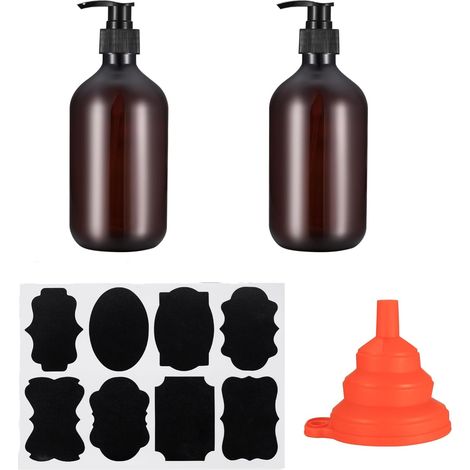 2 Pcs Distributeurs de Savon, 500ml Bouteilles de Shampooing à Remplir, Distributeur de Pompe Vide, Flacons Pompe, Distributeur de Lotion, Distributeurs de Liquide pour Lotion Gel Shampoing'2pcs'-'2pc