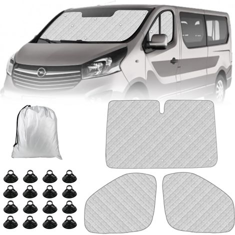 Tapis Thermique Voiture Remplacement pour Trafic 2015-2023/Vivaro 2014-2018/NV300 2014–2021/Talento 2016–2020 3 Pièces, Protection Solaire Pare-Brise, Ensemble de Pare-Soleil Pliable (1/5)