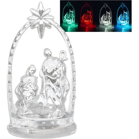 Crèche de Noël, en plastique, illuminée, 11 cm, semi-circulaire (1/3)