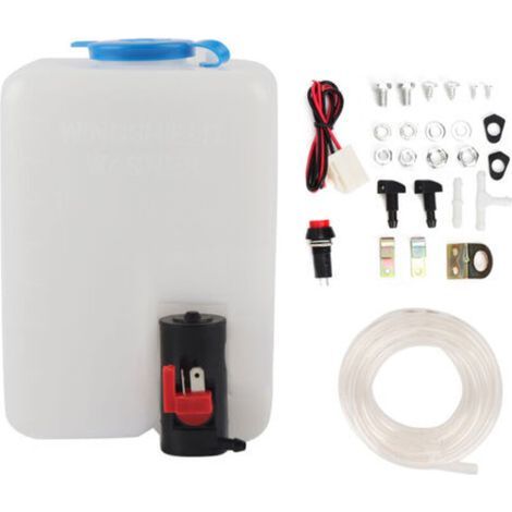 Kit universal de limpiaparabrisas de 12 V y 1,8 L con bomba de limpieza y accesorios. Fácil instalación para un parabrisas limpio. (1/5)