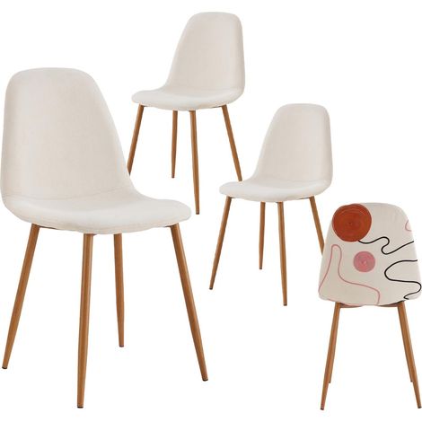 WAP - Lot de 4 Chaises Motifs Colorés Pieds Effet Bois (1/5)