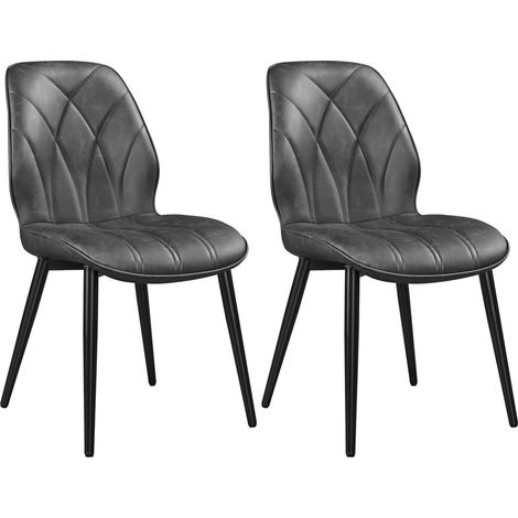 Homevive 2PCS Sillas de Comedor Nórdico Sin Brazos Sillas de Cocina con Asiento Tapizado con Patas de Metal para Comedor, Dormitorio y Estudio Gris Oscuro