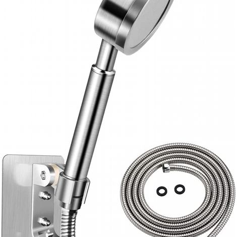 Pommeau Douche Haute Pression avec Tuyau 1,5m et Support, Pommeau de Douche Economie d'Eau en Acier Inoxydable 304 Installation et Nettoyage Faciles (1/5)