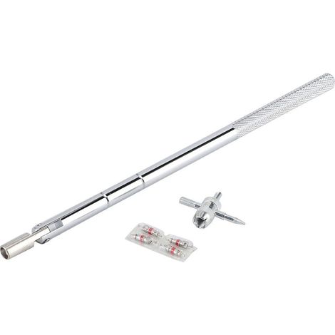 Extracteur d'outil d'installation de tige de Valve, 10.5 pouces, noyau de bouchon de pneu de voiture, 5 kits de réparation de dissolvant 6 pièces (1/5)