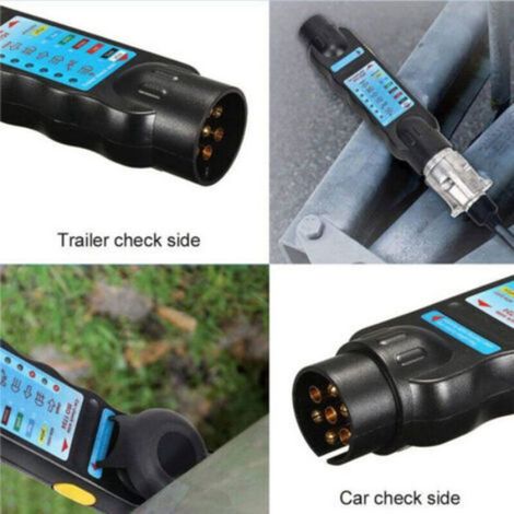 Testeur remorque 7 broches 12V, outil diagnostic pour feux et câblage, compatible caravane, camping-car et voiture (1/4)