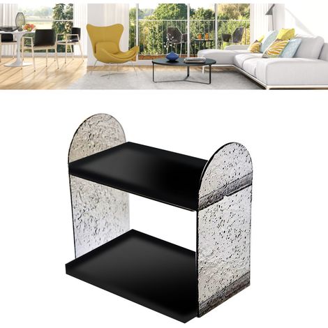 Organiseur de bureau à 2 niveaux, support de rangement double couche transparent pour fournitures de bureau et cosmétiques, noir brillant (1/5)