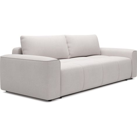 Divano letto 4 posti in tessuto testurizzato beige MINTURNO