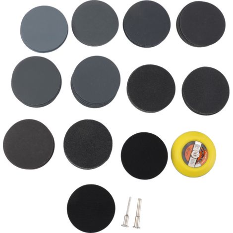Lot de 105 feuilles abrasives miroir grain 60 100 150 240 400 600 1000 1500 2000 3000 papier verre eau sec avec disques auto-agrippants (1/5)