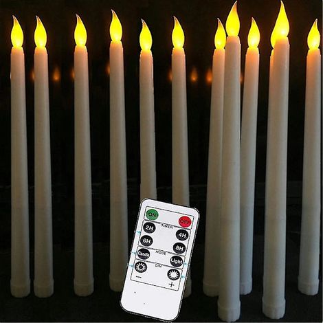 [CA] Confezione da 10 candele a LED a batteria con telecomando, candele affusolate color avorio, cera liscia, luce LED bianca calda (1/4)