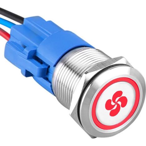Acier Inoxydable 19mm Interrupteur à Bouton Poussoir Etanche 12V 5A Interrupteur à Bascule de Voiture Métal Commutateur 5 Broches avec Prise Rouge Lumière Ventilateur (1/5)