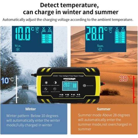 Chargeur de Batterie de Voiture 12V 8A24V 4AIntelligent avec cran Tactile LCDPour Batteries 6Ah 150Ah (1/4)