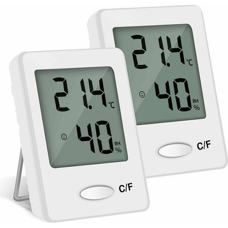 2 pezzi termometro igrometro digitale portatile ad alta precisione per interni, temperatura e umidità (bianco) (1/5)
