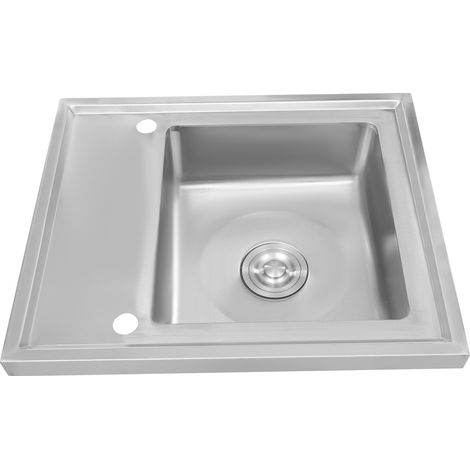 Évier Cuisine 1 Bac Inox avec Égouttoir Crépine Tuyau Vidange Lavabo Cuisine Drop-in Antirouille 300kg Argent Évier Multifonction Cuve Unique Maison Restaurant Bar Hôtel Cafétéria (1/5)