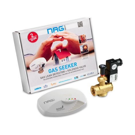 Kit rilevatore fughe di gas GPL + elettrovalvola da 1/2"