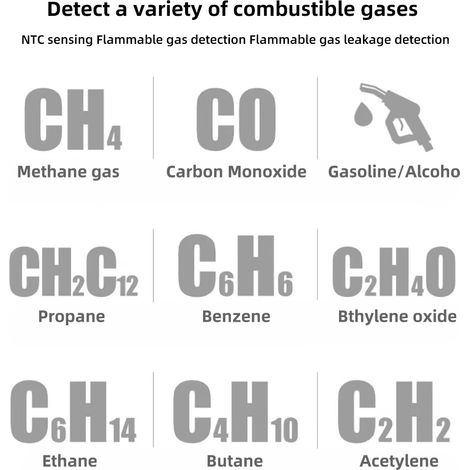 Détecteur de fuite de gaz combustible portable, testeur de fuite naturelle, analyseur de concentration portable avec test de température et fonction d'alarme sonore et lumineuse (1/5)
