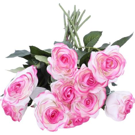 10 fleurs artificielles en latex, réalistes au toucher, pour bouquet de mariage.-AquaForge (1/5)
