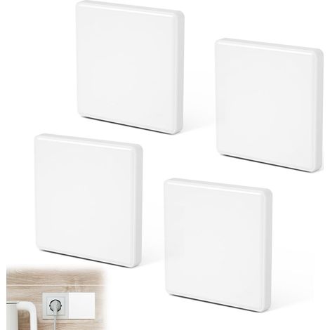 4 Pièces Cache Interrupteur Mural Cache-Prise en Plastique Cache  Cache Pour Prise Encastré Cache Prise Electrique 86×86mm pour Prises ou Interrupteurs non Utilisés (Blanc) (1/5)