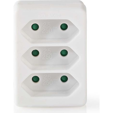 Nedis Stromverteiler | Typ F (CEE 7/7) | 250V-50 Hz | Netzkabel Anschluss B: Frankrech / Type C (CEE 7/16) | 250 V - 50/60 Hz | 2.5 A A | 1700 W | Weiss NE550681914 (1/5)