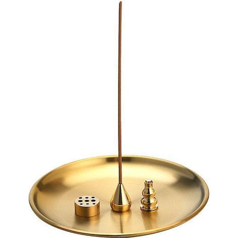 Brûleur d'encens 3 en 1, porte-encens en laiton de 14 cm, récupérateur de cendres conique en alliage pour une utilisation intérieure et extérieure (1/5)