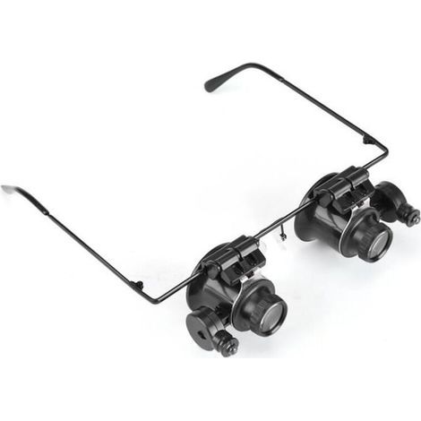 Eye Loupe, Eye Lunettes Loupe avec éclairage LED Professionnel Eye Lunettes de réparation pour Montre 20 x Loupe bijoutier (1/4)