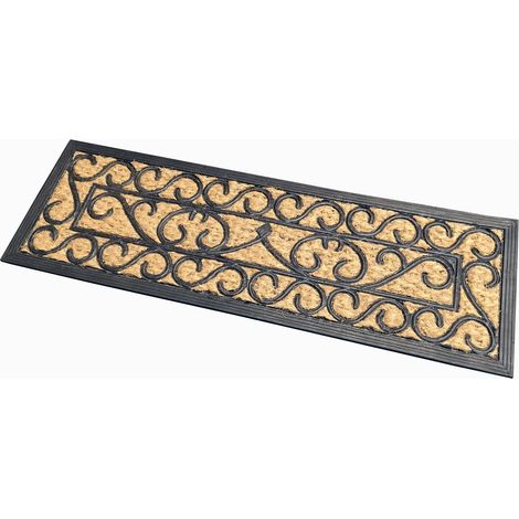 HOMESCAPES Scroll Rubber and Coir Doormat
