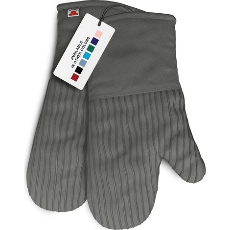 Mini manoplas de silicona para horno - Juego de 2 piezas grises - Guantes de cocina resistentes al calor y almohadillas aislantes del calor de calidad profesional para cocinar y hornear.