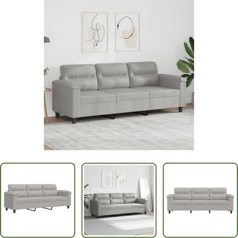 3-Sitzer-Sofa Hellgrau 180 cm Mikrofasergewebe (1/5)