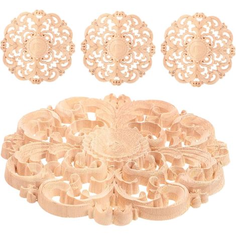 Incrustations en bois sculpté non peintes, 4 pièces, appliques (1/5)