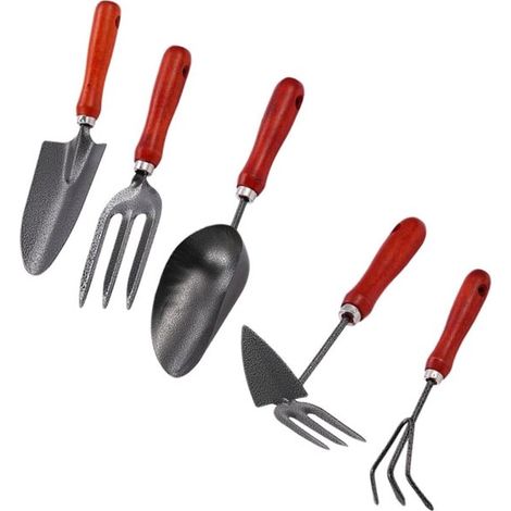 Set di attrezzi da giardino pratico: pala, rastrello, manico ergonomico, leggero, per smuovere il terreno e diserbare. (1/5)