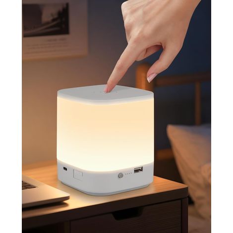 LED Nachttischlampe Touch Dimmbar: GBLY Tischlampe Akku 1800mAH USB Aufladbar Weiß Nachttischlampe Kabellos mit 3 Farbtemperatur&Timing Funktion Nachtlicht Kinder für Schlafzimmer (Weiß, 1800mAH) (1/5)
