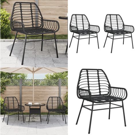 Chaises de jardin lot de 2 Noir Résine tressée - Chaise De Jardin - Mobilier De Jardin - Résine Tressée - Fauteuil Extérieur - Décoration Extérieure - Home & Living (1/5)