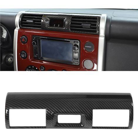Der dekorative Aufnäher aus strukturierter Kohlefaser für die Lüftungsschlitze der Mittelkonsole ist für den Toyota FJ Cruiser XJ10 2007-2021 (OC10354) geeignet. (1/5)