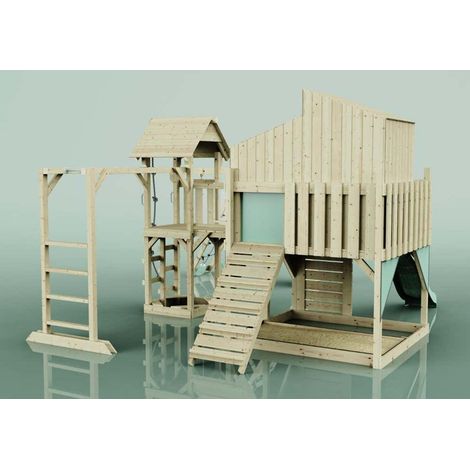 Polarplay Spielturm Gustav aus Holz in GrünKinderschaukel (1/4)