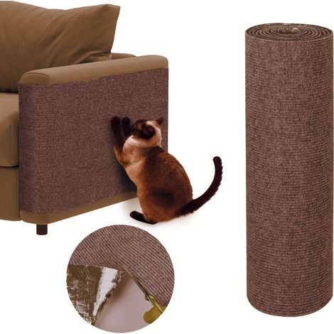 (Marron, 30 cm x 100 cm) Tapis à griffer pour chat, protection de canapé, tapis à griffer autocollant et découpable à monter soi-même (1/4)
