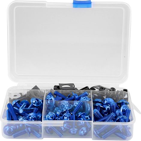 Kit de 177 vis pour carénage de moto, boulons universels M5 M6, compatibles Yamaha sportbikes, bleu (1/5)