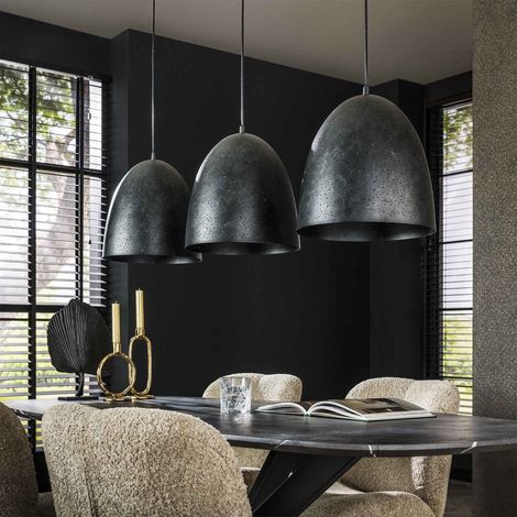Suspension 3 lampes 125x30x150 cm en métal gris foncé - KOSMY