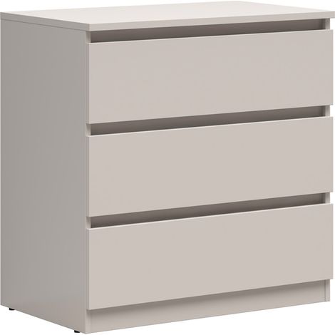 Commode de 3 tiroirs meuble de rangement coloris Beige - Longueur 75 x Profondeur 45 x Hauteur 75,5 cm (1/4)