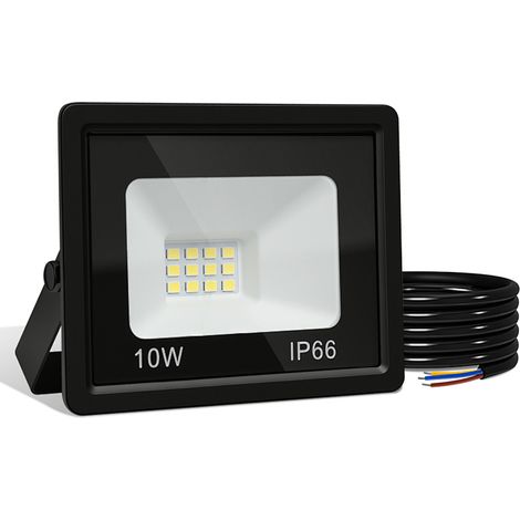 Wolketon LED-Fluter, LED-Strahler, IP66 Außenstrahler, 120° Abstrahlwinkel, 10W 1 Stück, Arbeitsleuchte Warmweiß 3000K