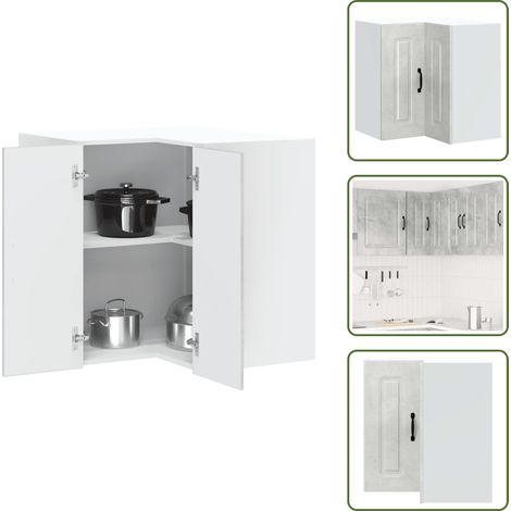 Spazio in cucina - vidaXL Pensile da Cucina ad Angolo Kalmar Grigio Cemento in Truciolato - Mobile da parete