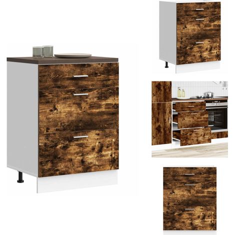 Küchenunterschrank Räuchereiche Holzwerkstoff - Küchenunterschrank - Küchenunterschränke - Spülenunterschrank - Unterschrank Für Küche (1/5)