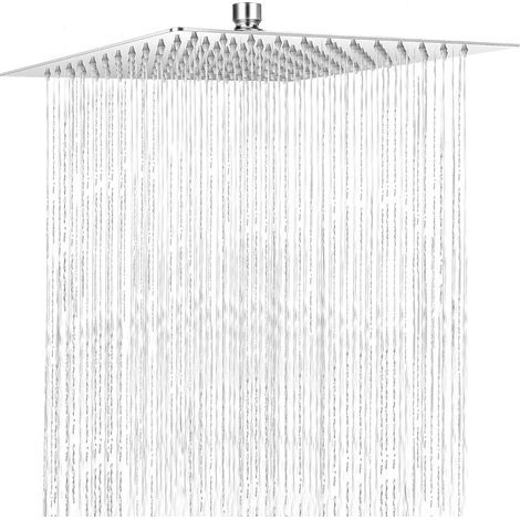 Shower Head, Ultra-Thin Shower Head, Square Shower Head in 304 Stainless Steel with Bathroom Accessories, High Pressure & Water Saving (26 CM) (1/5)