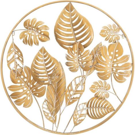 Decorazione murale Mauro Ferretti metallo dorato 80 cm elegante (1/5)