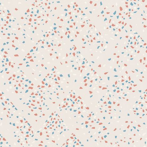 BRICOFLOR Papier peint terrazzo | Papier peint blanc bleu cuivre | Papier peint terrazzo salle de bain & couloir | Papier peint clair moderne - 10,05 x 0,53 m (1/5)