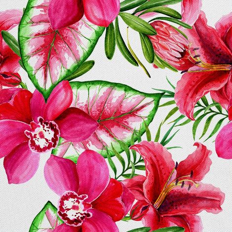 Telas decorativas para exteriores Oxford - Motivo acuarela de lirios rosas (1/5)