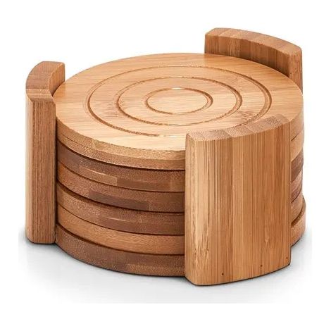 Accessorio cucina zeller set 6 sottobicchieri bambù resistente al calore